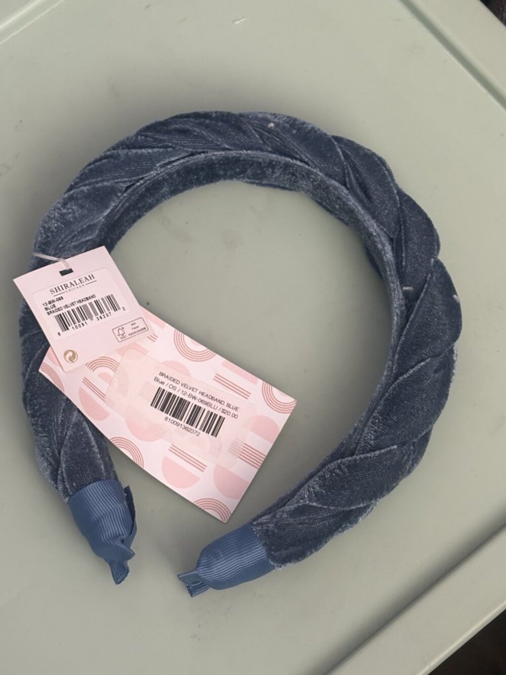 Shiraleah Blue Braided Velvet Headband NWT